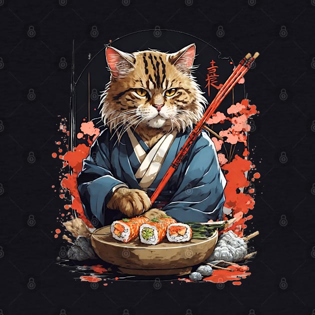 Cool Cat Sushi Art by VisionDesigner